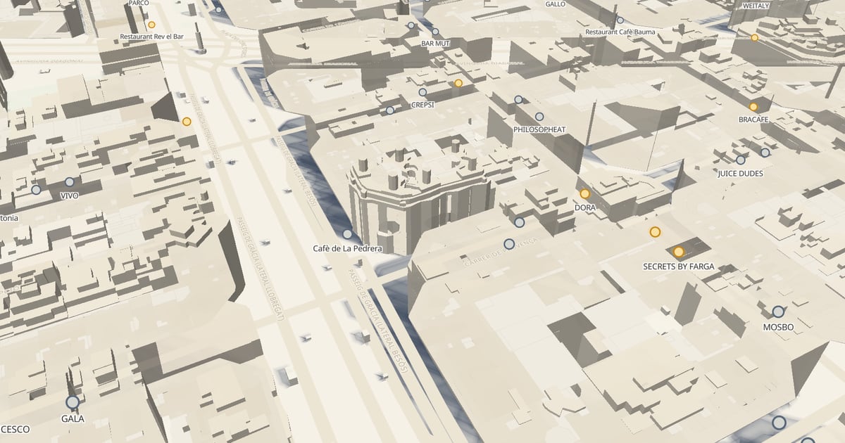 Diagrama: la posició del sol i l'alçada dels edificis determinen el sol o l'ombra